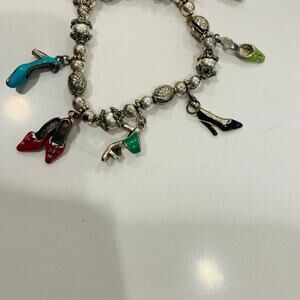 Silver Stretch Charm Bracelet Shoes Enameled